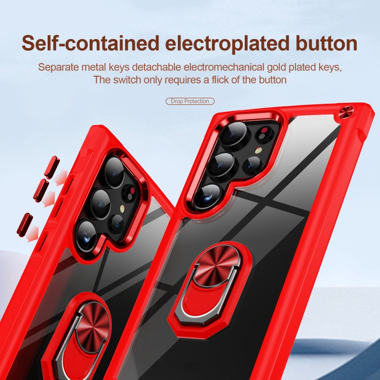 For Samsung Galaxy S25 Ultra 5G TPU + PC Lens Protection Phone Case with Ring Holder(Red) - Galaxy S25 Ultra 5G Cases by buy2fix | Online Shopping UK | buy2fix