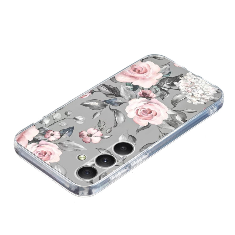 For Samsung Galaxy S25 5G Colorful Painting Pattern TPU Phone Case(Flowers On Grey) - Galaxy S25 5G Cases by buy2fix | Online Shopping UK | buy2fix