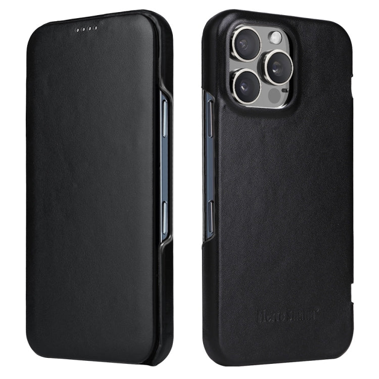 For iPhone 16 Pro Fierre Shann Top Layer Cowhide Business Magnetic Leather Phone Case(Black) - iPhone 16 Pro Cases by FIERRE SHANN | Online Shopping UK | buy2fix