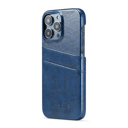 For iPhone 16 Pro Fierre Shann Retro Oil Wax Texture Card Slots PU Leather Phone Case(Blue) - iPhone 16 Pro Cases by FIERRE SHANN | Online Shopping UK | buy2fix