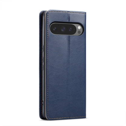 For Google Pixel 9 Pro XL Fierre Shann PU Genuine Leather Texture Phone Case(Blue) - Google Cases by FIERRE SHANN | Online Shopping UK | buy2fix