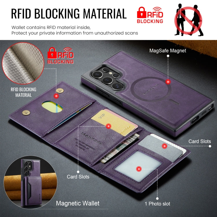 For Samsung Galaxy S23 Ultra 5G DG.MING MAGKING-K2 Series MagSafe RFID Card Bag Detachable Phone Case(Purple) - Galaxy S23 Ultra 5G Cases by DG.MING | Online Shopping UK | buy2fix