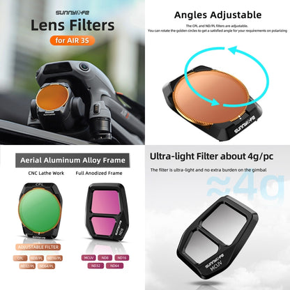 For DJI Air 3S Sunnylife Camera Lens Filter, Filter:4 in 1 ND8-64PL - Lens Filter by Sunnylife | Online Shopping UK | buy2fix