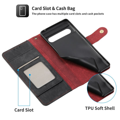 For Google Pixel 7 Pro POLA Dual-color Zipper Wallet RFID Leather Phone Case(Red Black) - Google Cases by POLA | Online Shopping UK | buy2fix