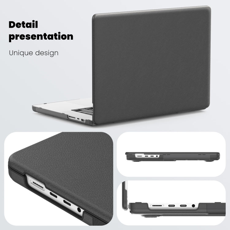 For MacBook Pro 16.2 inch A2991 / A2485 Business Magnetic Holder PC + PU Laptop Protective Case(Grey) - MacBook Pro Cases by buy2fix | Online Shopping UK | buy2fix