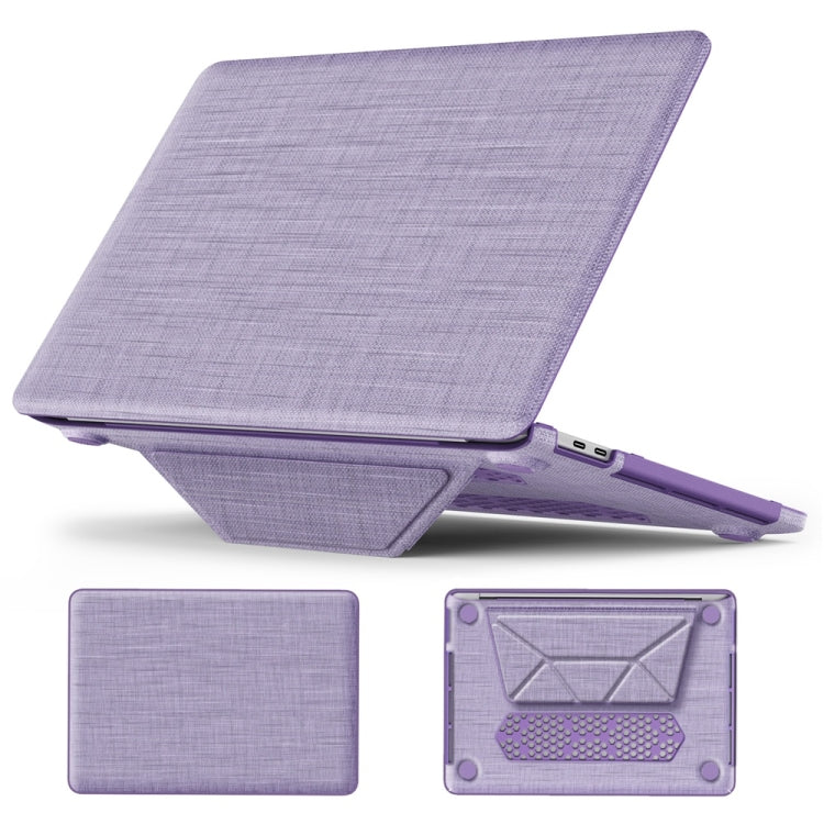 For MacBook Pro 13.3 inch M1 A2338 Fabric Magnetic Holder Laptop Protective Case(Purple) - MacBook Pro Cases by buy2fix | Online Shopping UK | buy2fix