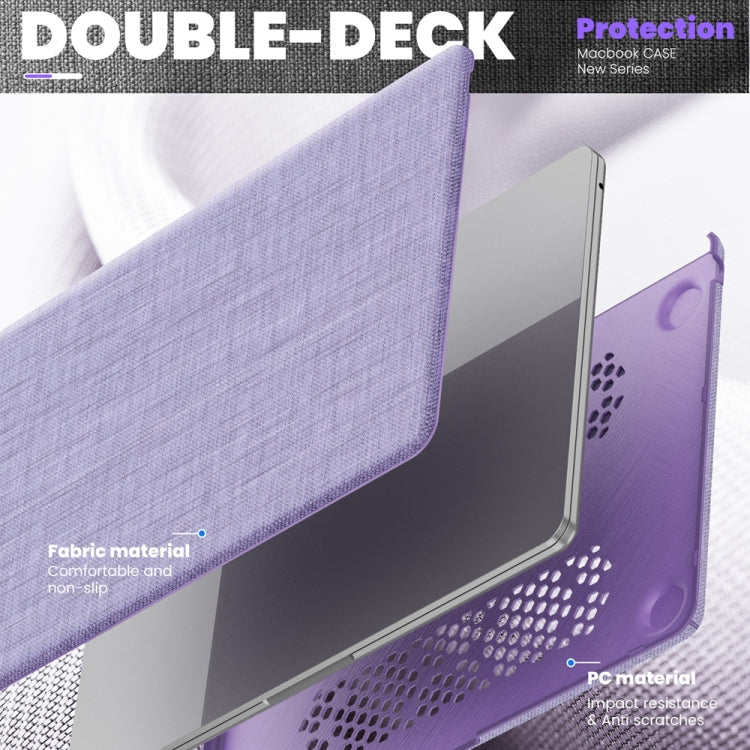 For MacBook Air 13.6 inch A3113 / A2681 Fabric Magnetic Holder Laptop Protective Case(Purple) - MacBook Air Cases by buy2fix | Online Shopping UK | buy2fix