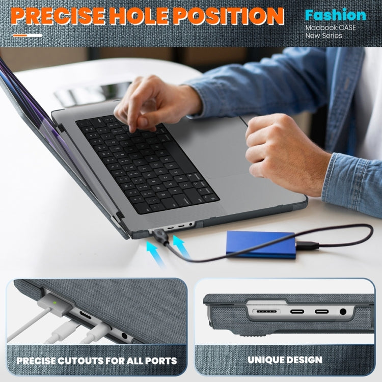 For MacBook Pro 16.2 inch A2991 / A2485 Fabric Magnetic Holder Laptop Protective Case(Grey) - MacBook Pro Cases by buy2fix | Online Shopping UK | buy2fix