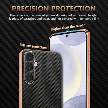 For Samsung Galaxy S25+ 5G AZNS Electroplated Edge Carbon Fiber Texture Phone Case(Brown) - Galaxy S25+ 5G Cases by AZNS | Online Shopping UK | buy2fix