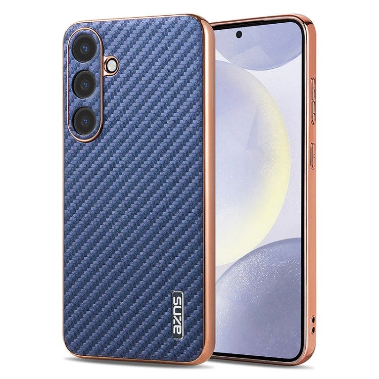 For Samsung Galaxy S25+ 5G AZNS Electroplated Edge Carbon Fiber Texture Phone Case(Blue) - Galaxy S25+ 5G Cases by AZNS | Online Shopping UK | buy2fix