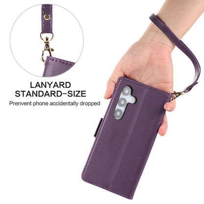 For Samsung Galaxy S25+ / S24+ 5G Side Buckle RFID Anti-theft Leather Phone Case(Dark Purple) - Galaxy S25+ 5G Cases by buy2fix | Online Shopping UK | buy2fix