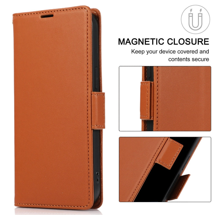 For Samsung Galaxy S25+ / S24+ 5G Side Buckle RFID Anti-theft Leather Phone Case(Brown) - Galaxy S25+ 5G Cases by buy2fix | Online Shopping UK | buy2fix