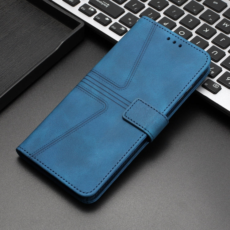 For Samsung Galaxy S25+5G Triangle Solid Color Leather Phone Case(Blue) - Galaxy S25+ 5G Cases by buy2fix | Online Shopping UK | buy2fix