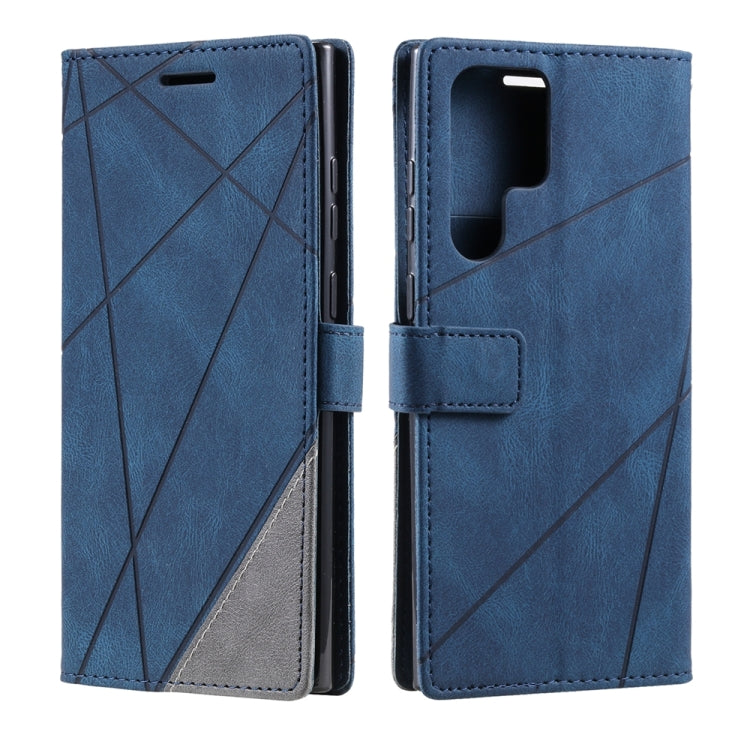 For Samsung Galaxy S25 Ultra 5G Skin Feel Splicing Leather Phone Case(Blue) - Galaxy S25 Ultra 5G Cases by buy2fix | Online Shopping UK | buy2fix