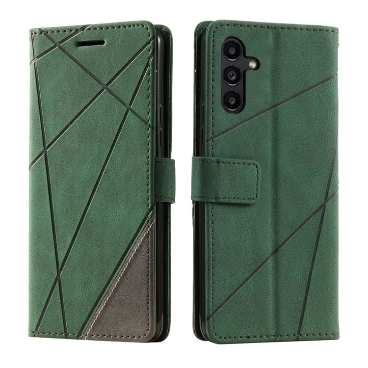 For Samsung Galaxy S25+ 5G Skin Feel Splicing Leather Phone Case(Green) - Galaxy S25+ 5G Cases by buy2fix | Online Shopping UK | buy2fix