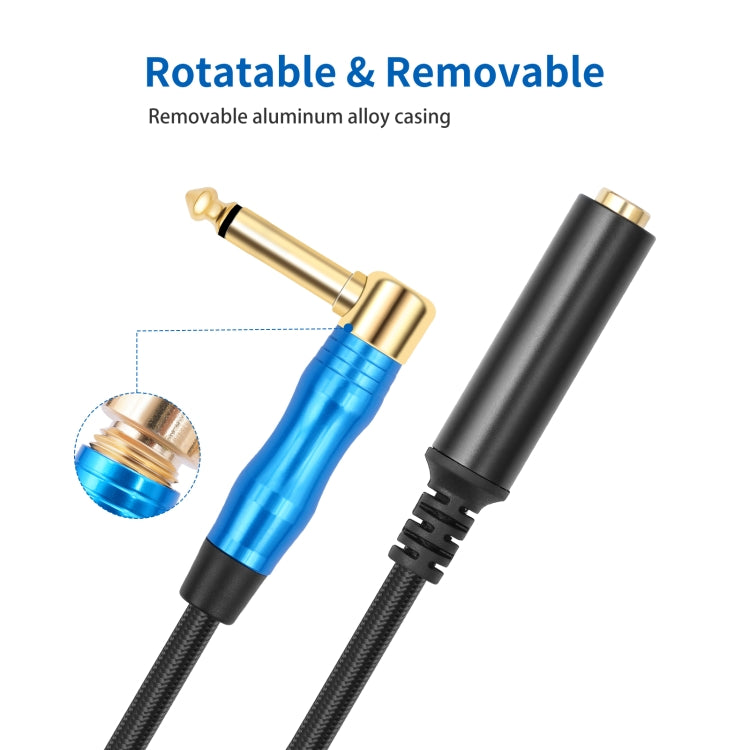 6.35mm 1/4 TRS Male Mono Elbow to Female Electric Guitar Audio Cable, Length:0.3m(Black Blue) - Microphone Audio Cable & Connector by buy2fix | Online Shopping UK | buy2fix