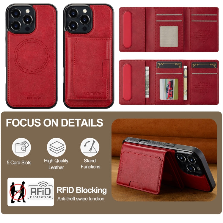 For iPhone 16 Pro Max LC.IMEEKE L5 Series Detachable RFID Card Bag Magsafe Phone Case(Red) - iPhone 16 Pro Max Cases by LC.IMEEKE | Online Shopping UK | buy2fix