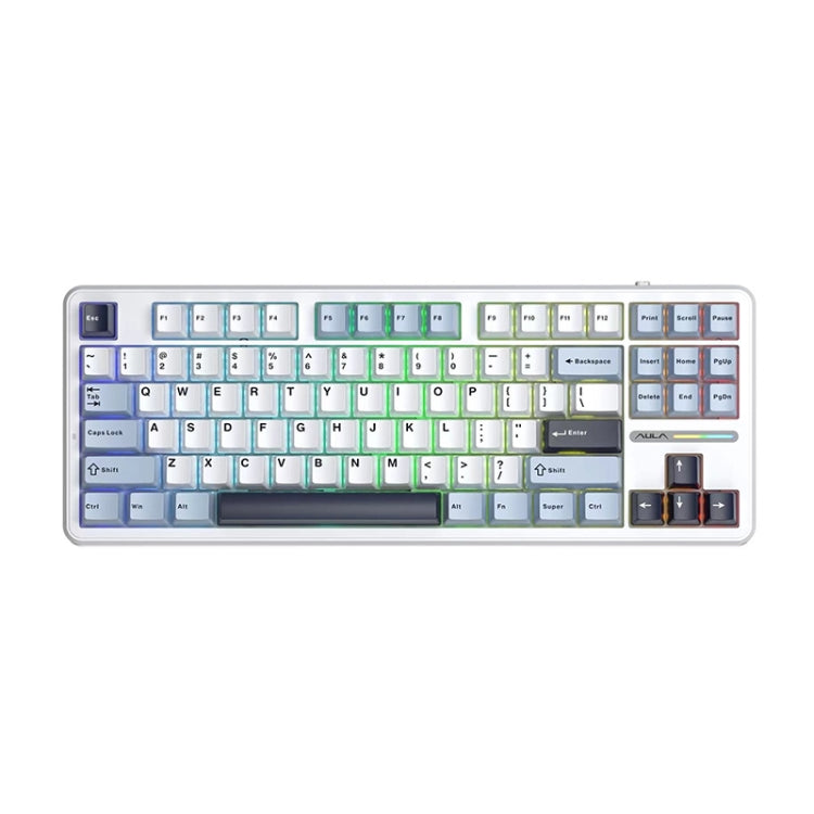 AULA F87 87 Keys Wired/2.4G/Bluetooth Three Model Customized RGB Mechanical Keyboard(Glacier Blue) - Wireless Keyboard by AULA | Online Shopping UK | buy2fix