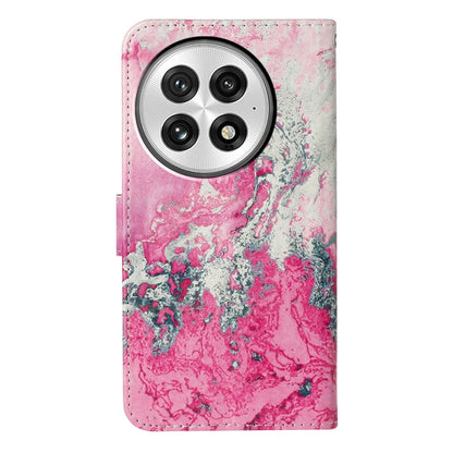 For OnePlus 13 Colored Drawing Marble Pattern Leather Phone Case(Pink Seawater) - OnePlus Cases by buy2fix | Online Shopping UK | buy2fix