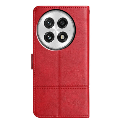 For OnePlus 13 Cowhide Texture Stitching Leather Phone Case(Red) - OnePlus Cases by buy2fix | Online Shopping UK | buy2fix