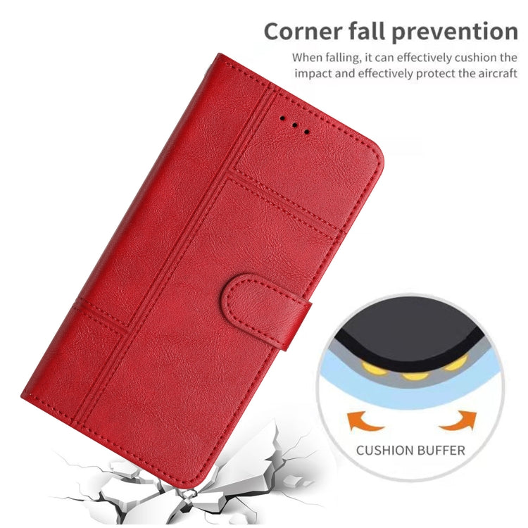 For OnePlus 13 Cowhide Texture Stitching Leather Phone Case(Red) - OnePlus Cases by buy2fix | Online Shopping UK | buy2fix