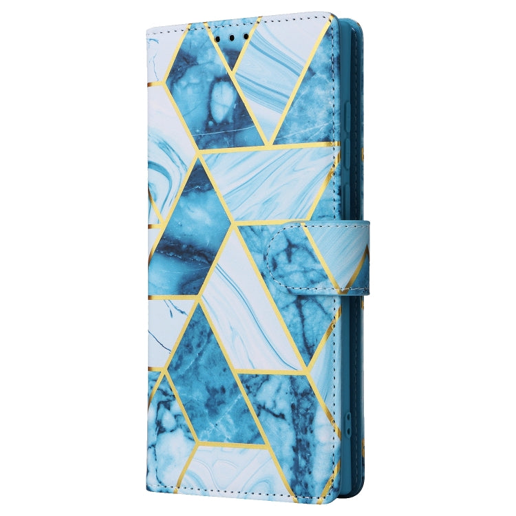 For Samsung Galaxy S25 Ultra 5G Marble Bronzing Stitching Leather Phone Case(Blue) - Galaxy S25 Ultra 5G Cases by buy2fix | Online Shopping UK | buy2fix