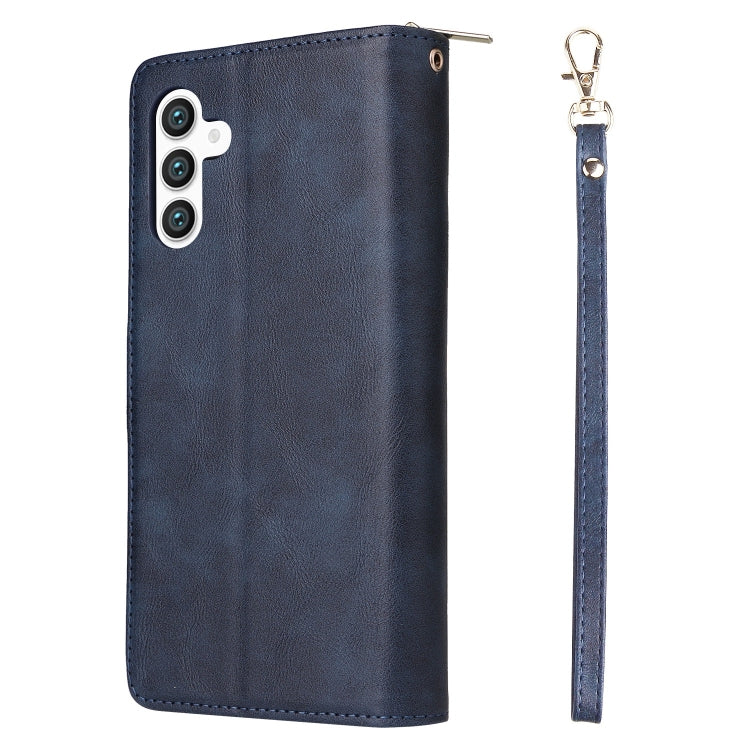 For Samsung Galaxy S25+ 5G 9-Card Slots Zipper Wallet Bag Leather Phone Case(Blue) - Galaxy S25+ 5G Cases by buy2fix | Online Shopping UK | buy2fix