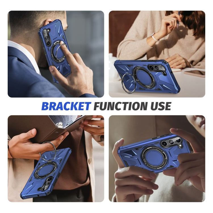 For Samsung Galaxy S25+ 5G MagSafe Magnetic Shockproof Phone Case with Ring Holder(Navy Blue) - Galaxy S25+ 5G Cases by buy2fix | Online Shopping UK | buy2fix