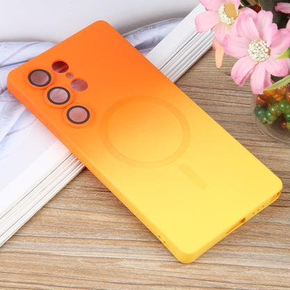 For Samsung Galaxy S25 Ultra 5G Liquid TPU Silicone Gradient MagSafe Phone Case(Orange Yellow) - Galaxy S25 Ultra 5G Cases by buy2fix | Online Shopping UK | buy2fix