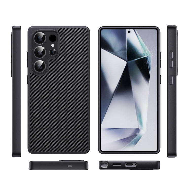 For Samsung Galaxy S25 Ultra 5G Pita Series TPU + PC Texture Phone Case(Black) - Galaxy S25 Ultra 5G Cases by buy2fix | Online Shopping UK | buy2fix