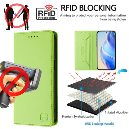 For OnePlus 11 RC01 Dual-Folded Magnetic Suction RFID Leather Phone Case(Grass Green) - OnePlus Cases by buy2fix | Online Shopping UK | buy2fix