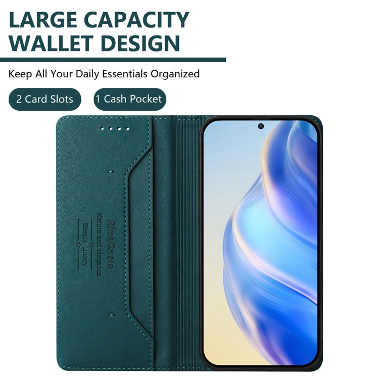 For OnePlus 12 Global RC01 Dual-Folded Magnetic Suction RFID Leather Phone Case(Dark Green) - OnePlus Cases by buy2fix | Online Shopping UK | buy2fix