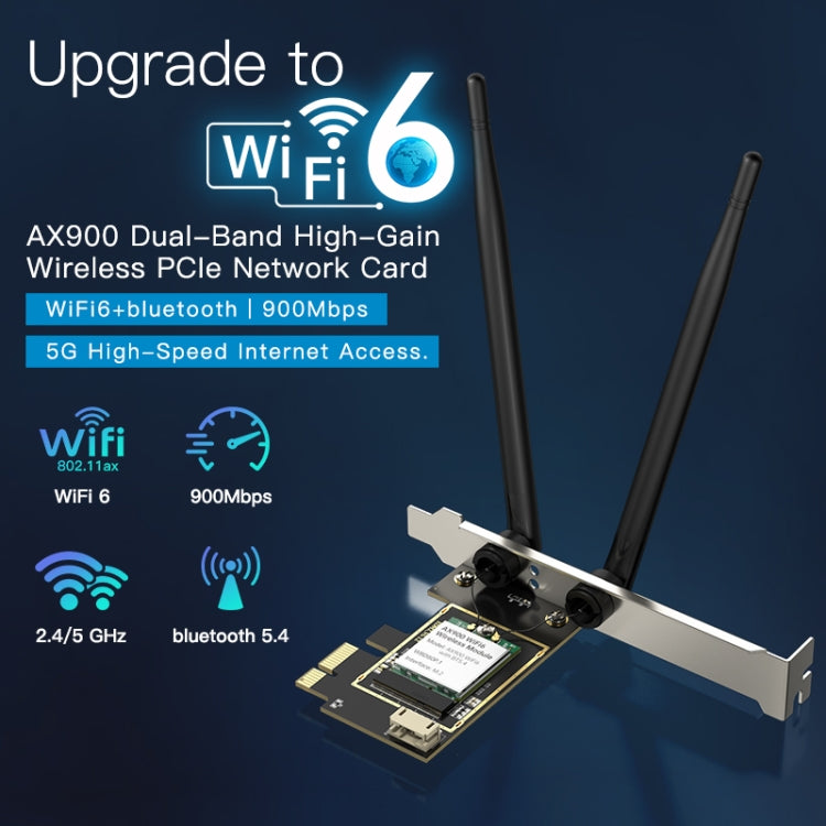 EDUP EP-9617ES 900Mbps WiFi 6 Bluetooth 5.4 Dual-Band 2.4G / 5G PCI-E Wireless WiFi Adapter(Black) - USB Network Adapter by EDUP | Online Shopping UK | buy2fix