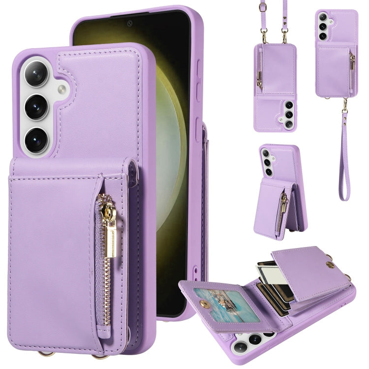 For Samsung Galaxy S25+ 5G Crossbody Lanyard Zipper Wallet Leather Phone Case(Purple) - Galaxy S25+ 5G Cases by buy2fix | Online Shopping UK | buy2fix