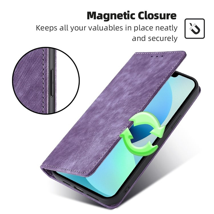 For Samsung Galaxy S25 Ultra 5G RFID Anti-theft Brush Magnetic Leather Phone Case(Purple) - Galaxy S25 Ultra 5G Cases by buy2fix | Online Shopping UK | buy2fix