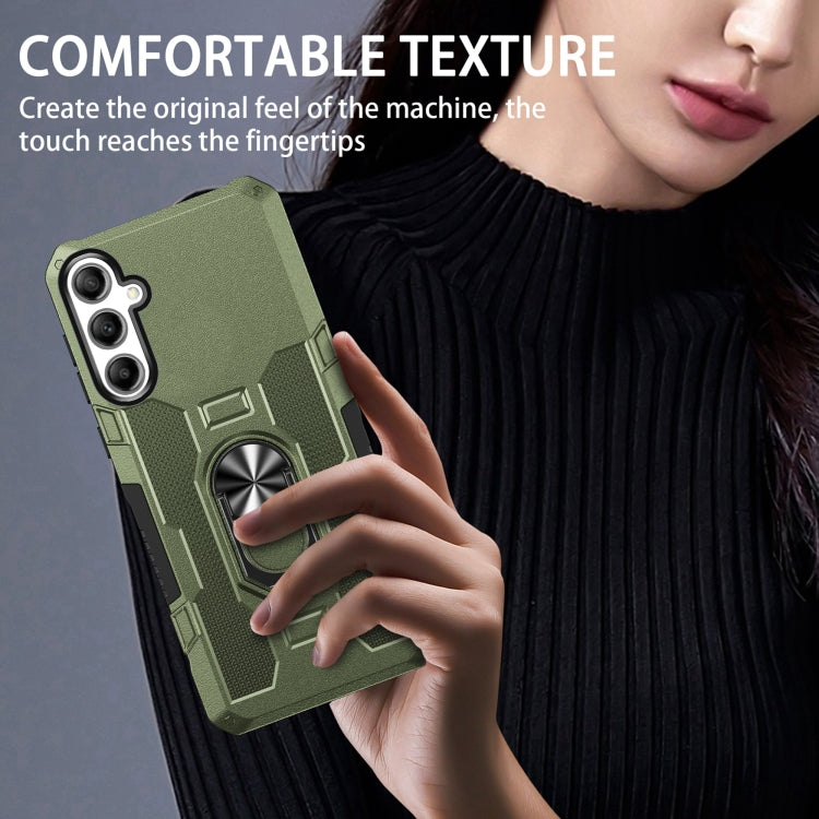 For Samsung Galaxy S25+ 5G Ring Holder Armor Hybrid Phone Case(Green) - Galaxy S25+ 5G Cases by buy2fix | Online Shopping UK | buy2fix