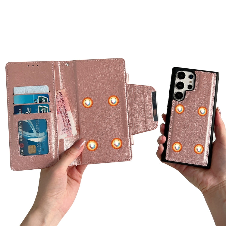 For Samsung Galaxy S25+ 5G Multifunctional 7-Card Wallet Leather Phone Case(Rose Gold) - Galaxy S25+ 5G Cases by buy2fix | Online Shopping UK | buy2fix