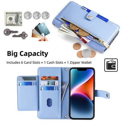 For Samsung Galaxy S25 Ultra 5G Sheep Texture Cross-body Zipper Wallet Leather Phone Case(Blue) - Galaxy S25 Ultra 5G Cases by buy2fix | Online Shopping UK | buy2fix