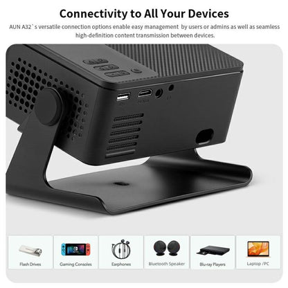 AUN A32 1280x720P 200ANSI D3100 CPU WIFI Display Smart Projector, US Plug(Black) - LED Projector by AUN | Online Shopping UK | buy2fix