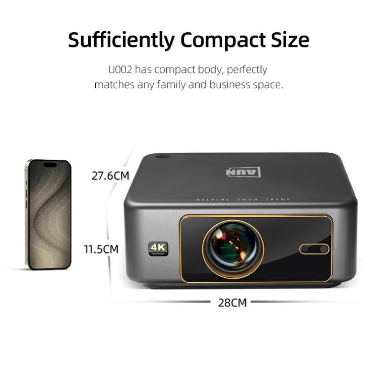 AUN U002 1920x1080P 970ANSI Android 12 Home Theater Smart Projector, UK Plug(Dark Grey) - LED Projector by AUN | Online Shopping UK | buy2fix