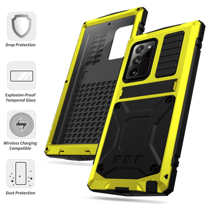 For Samsung Galaxy Note 20 Ultra R-JUST Shockproof Waterproof Dust-proof Metal + Silicone Protective Case with Holder(Yellow) - Galaxy Note20 Cases by R-JUST | Online Shopping UK | buy2fix