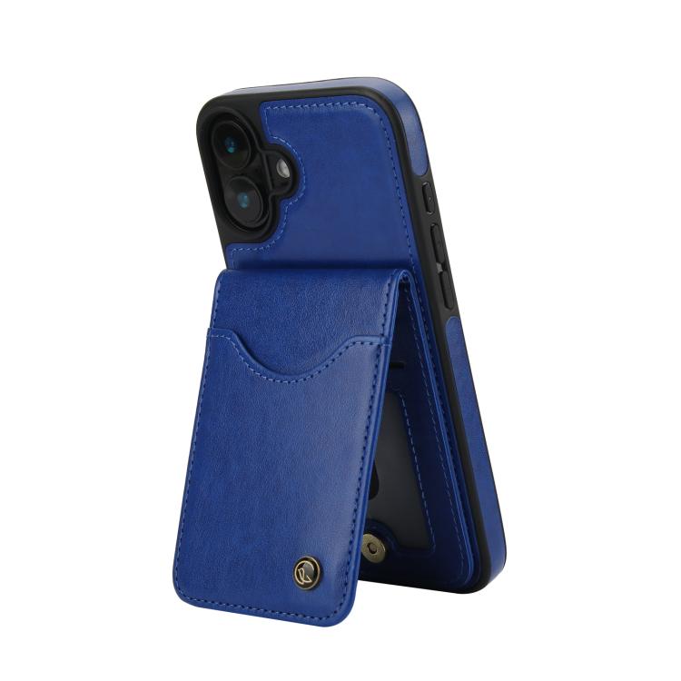 For iPhone 16 AwQuer Vertical Flip Card Bag Holder Leather Phone Case(Blue) - iPhone 16 Cases by Awquer | Online Shopping UK | buy2fix