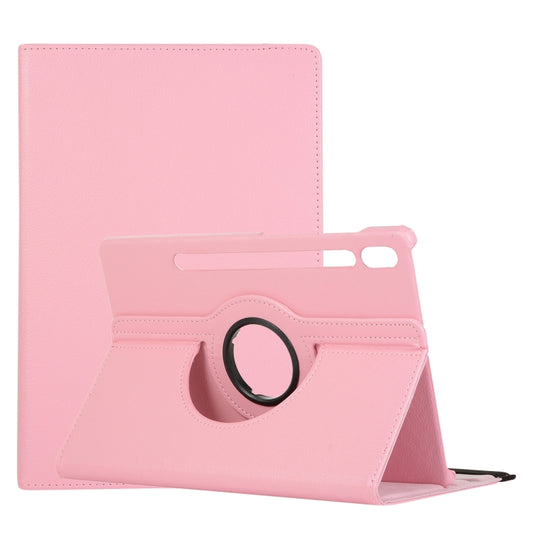 For Samsung Galaxy Tab S8+ / Tab S8 Plus /  Tab S7 FE / Tab S7+ / T970 / T976B Litchi Texture Horizontal Flip 360 Degrees Rotation Leather Case with Holder(Pink) - Galaxy Tab S8+ Cases by buy2fix | Online Shopping UK | buy2fix