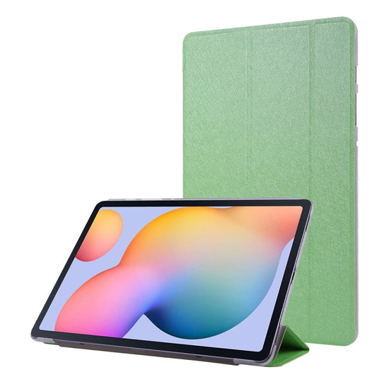 For Samsung Galaxy Tab S8+ / Tab S8 Plus /  Tab S7 FE / Tab S7+ / T970 Silk Texture Three-fold Horizontal Flip Leather Case with Holder & Pen Slot(Green) - Galaxy Tab S8+ Cases by buy2fix | Online Shopping UK | buy2fix