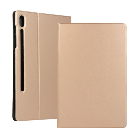 For Samsung Galaxy Tab S8+ / Tab S8 Plus /  Tab S7 FE / Tab S7+ / T970 Horizontal Flip Elasticity PU + TPU Leather Case with Holder(Gold) - Galaxy Tab S8+ Cases by buy2fix | Online Shopping UK | buy2fix