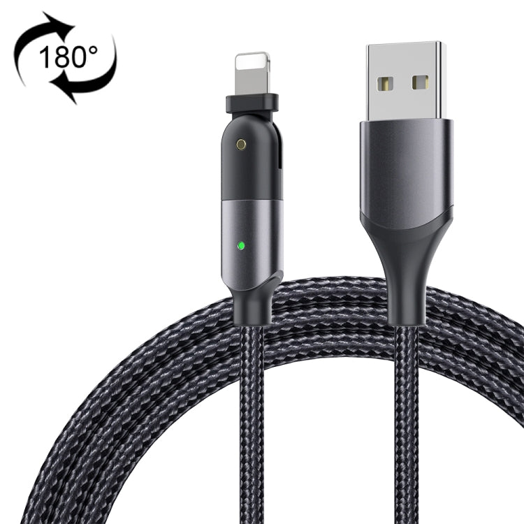 FXCL-WYA0G 2.4A USB to 8 Pin 180 Degree Rotating Elbow Charging Cable, Length:2m(Grey) - Normal Style Cable by buy2fix | Online Shopping UK | buy2fix