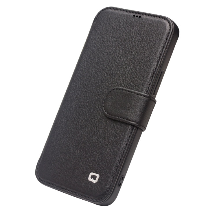 For iPhone 12 / 12 Pro QIALINO Business Magnetic Horizontal Flip Leather Case with Card Slots & Wallet(Black) - iPhone 12 / 12 Pro Cases by QIALINO | Online Shopping UK | buy2fix