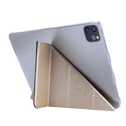 Silk Texture Horizontal Deformation Flip Leather Case with Three-folding Holder For iPad Air 11 2024 / Air 2022 / 2020 10.9(Gold) - iPad Air (2022) / (2020) 10.9 Cases by buy2fix | Online Shopping UK | buy2fix