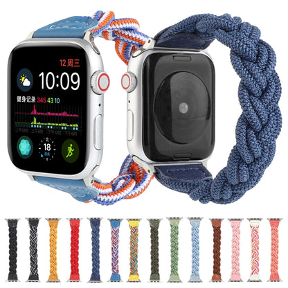 Elastic Woven Watch Band For Apple Watch Ultra 49mm&Watch Ultra 2 49mm / Series 9&8&7 45mm / SE 3&SE 2&6&SE&5&4 44mm / 3&2&1 42mm, Length:130mm(Blue White Orange) - Watch Bands by buy2fix | Online Shopping UK | buy2fix