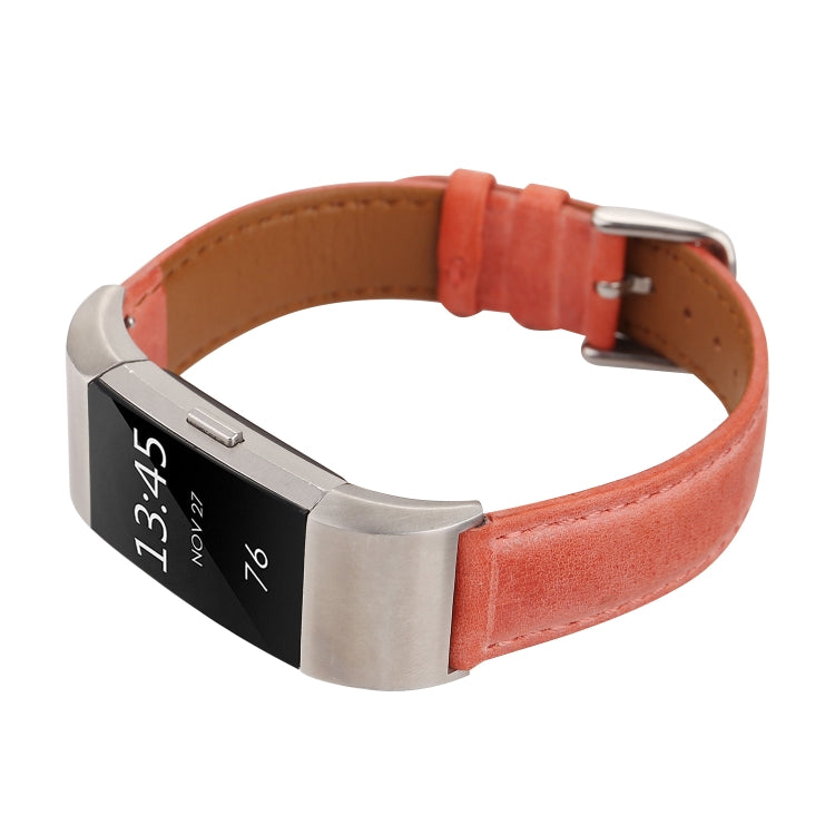 For Fitbit Charge 2 Fresh Style Leather Watch Band(Orange) - Watch Bands by buy2fix | Online Shopping UK | buy2fix